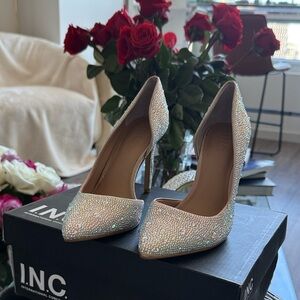 INC International Concepts Women's Glittering Silver Heels